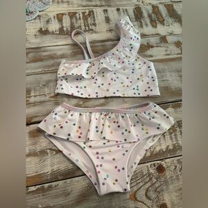 Girls Multicolor Polka Dot Ruffle Two-Piece Swimsuit Bikini Size 7 Penelopemack